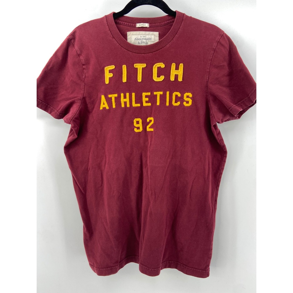 Abercrombie & Fitch T Shirt Mens XXL Y2K Maroon Muscle Fit Athletics Collegiate